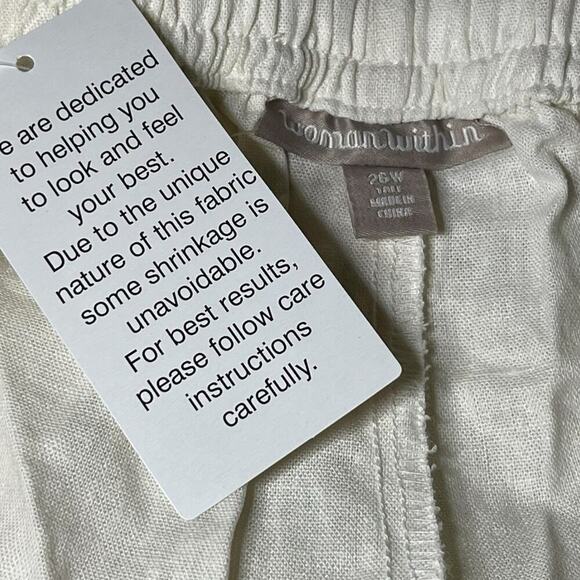 NWT Woman Within Plus Size White Jogger Pull On Pants 26W Tall Linen Stretch‎ - Picture 4 of 7